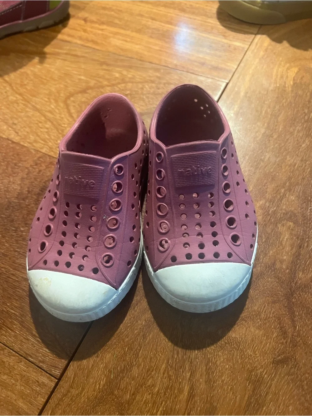 Native Kids Slip-On Water Shoes in Dusty Rose with White Toe